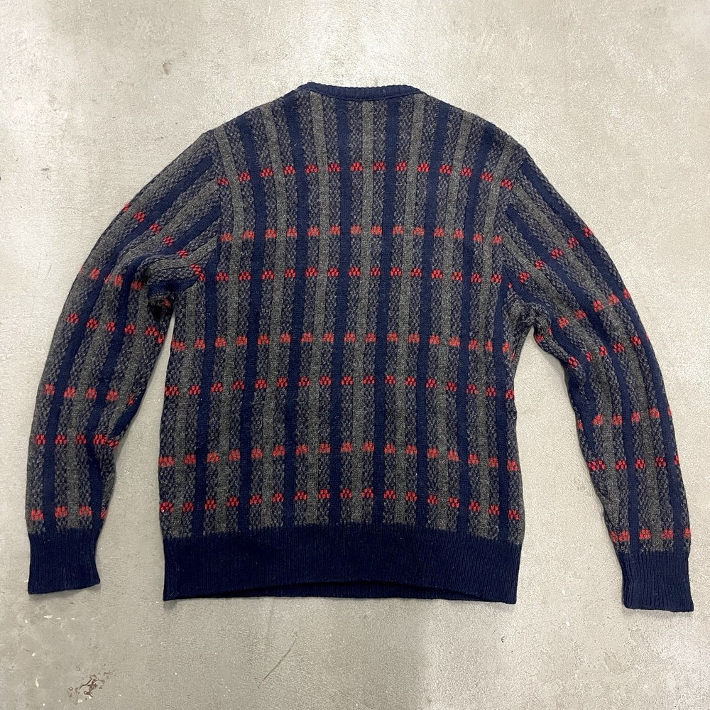 Vintage 80s Men's Pendleton Wool Sweater Stripe Checkered Made in USA XL FLAWED - Picture 4 of 10